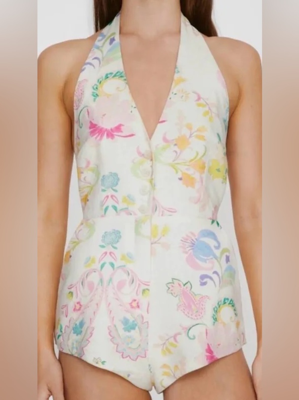 Nasty gal floral linen tailored romper